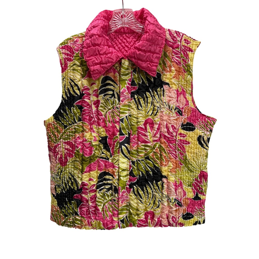 The Magic Scarf Company Reversible Vest Womens S-L‎ Pink Tropical Excellent Boho